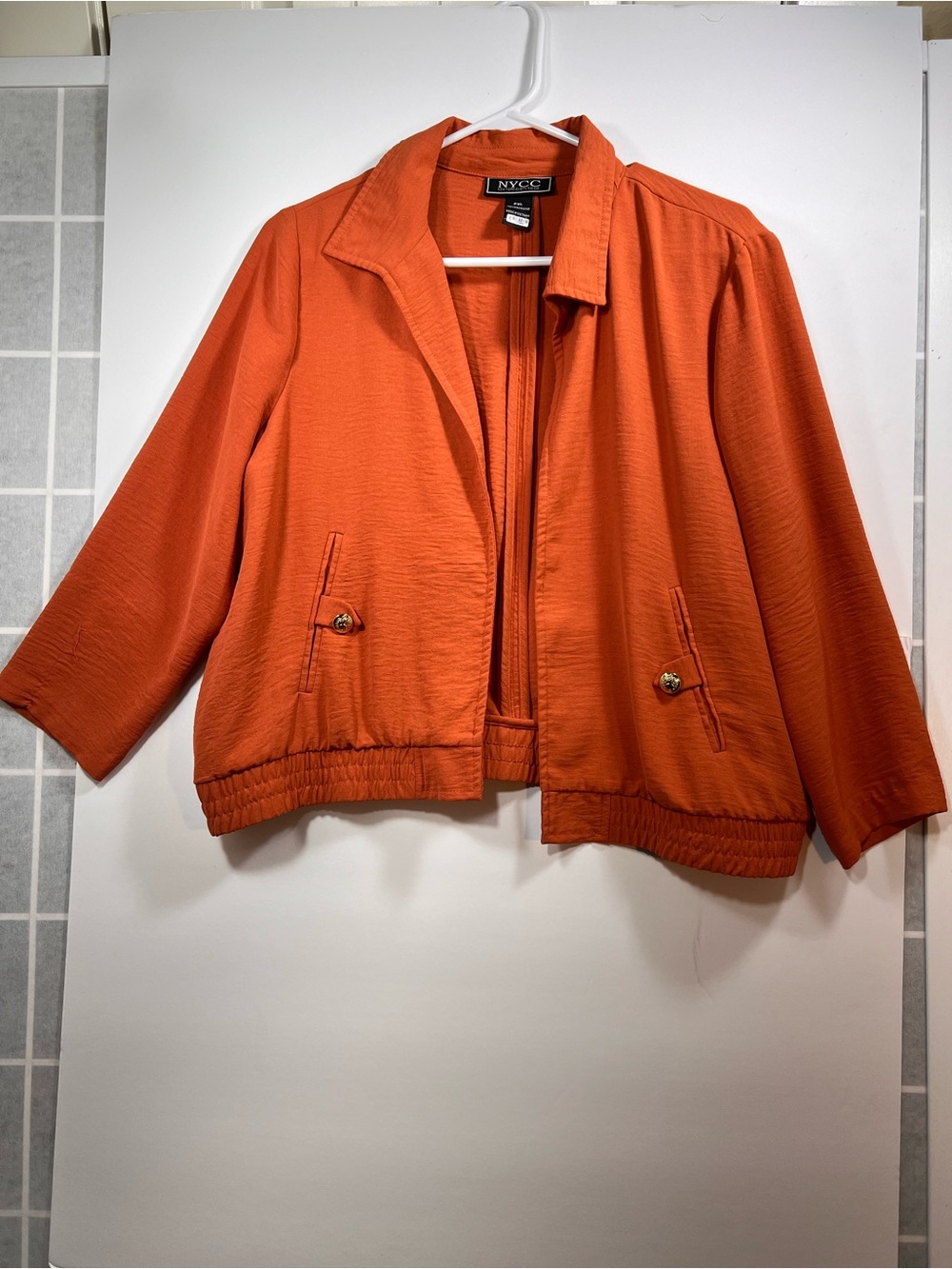New York Clothing Co. Women's Orange Cropped Collar Jacket
